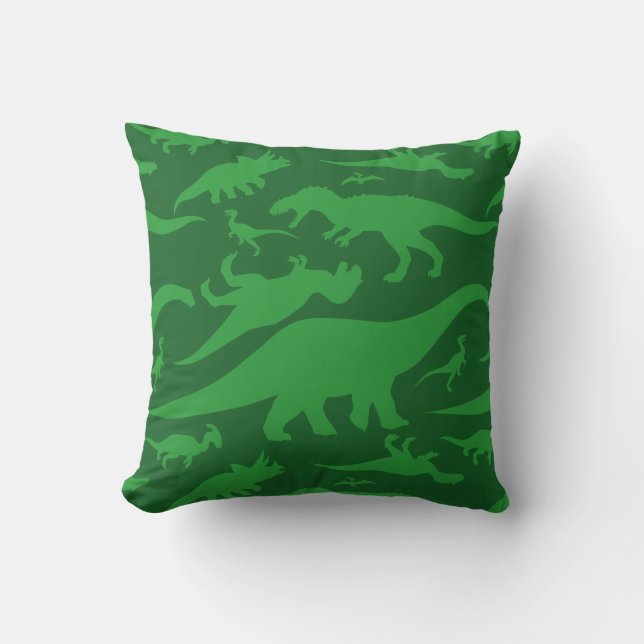 Coussin Motif Dinosaur Vert (Recto)