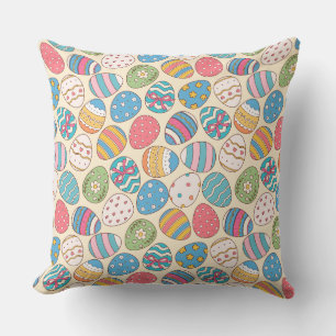 Coussin Motif d'œufs de Pâques colorés