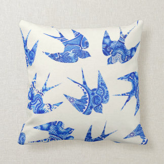 Coussin Motif d'oiseaux d'eau de l'hirondelle bleue