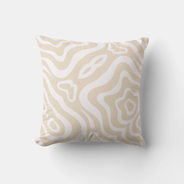 Coussin Motif d'onde Abstraite Champagne Rose (Recto)