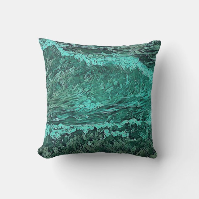 Coussin Motif d'onde océanique du Pacifique (Recto)