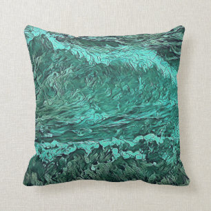 Coussin Motif d'onde océanique du Pacifique