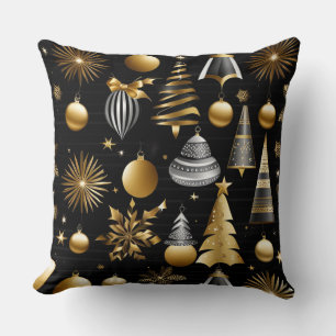 Coussin Motif D'Ornements De Vacances Argent Et Or