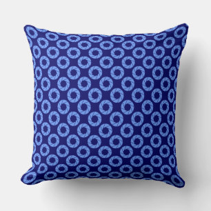 Coussin Motif d'ouverture - Bleu bébé sur marine profond