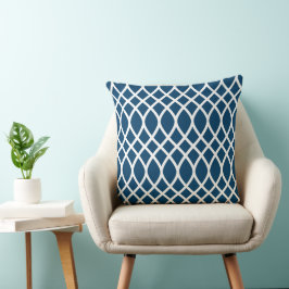 Coussin Motif du cadre de la marine moderne Blue Trellis