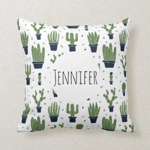 Coussin Motif du désert de Cactus vert foncé