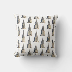 Coussin Motif du dôme du Chrysler Building noir sur blanc