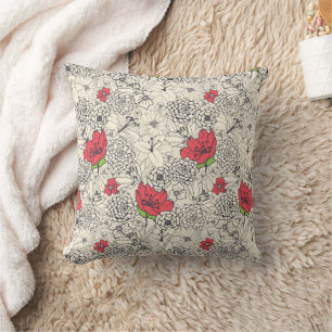 Coussin Motif du jardin de fleurs de pavot