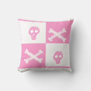 Coussin motif du tableau à chèques rose et blanc