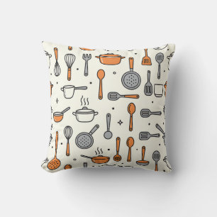 Coussin Motif d'ustensiles de cuisine mignons 