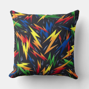 Coussin Motif Éclairs Colorés