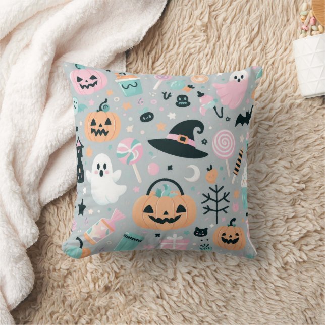 Coussin Motif Éffrayant Pastel Halloween (Couverture)