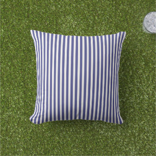 Coussin Motif élégant à rayures bleues et blanches