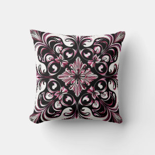 Coussin Motif Élégant Art Nouveau Gothique Chic Bourgogne