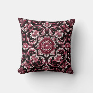 Coussin Motif élégant Art nouveau gothique chic burgundy