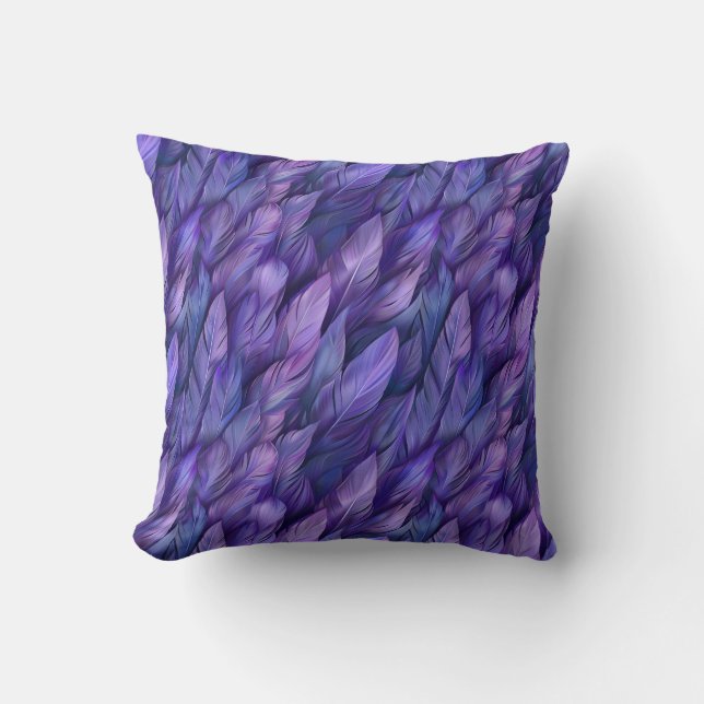 Coussin Motif élégant de plumes violettes (Recto)