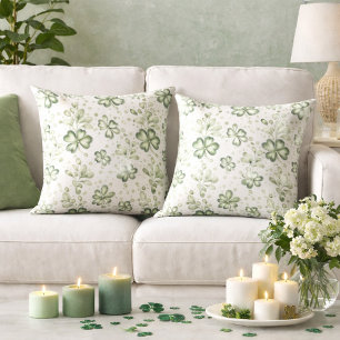Coussin Motif élégant de trèfle vert