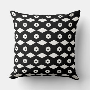 Coussin Motif élégant d'hexagone noir et blanc