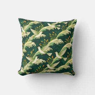 Coussin Motif élégant d'oiseau volant Art Nouveau Nature