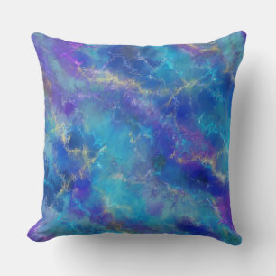 Coussin Motif Élégante En Marbre Bleu, Violet Et Or