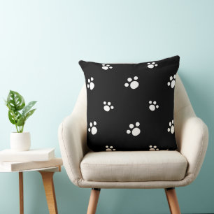 Coussin Motif Empreinte de patte Chien Chien Chien Noir Et