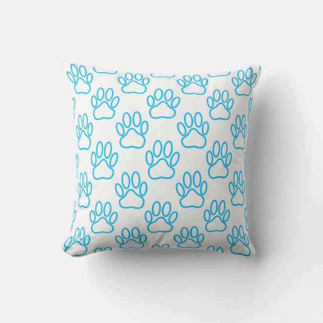 Coussin Motif Empreinte de patte de Blue Neon Dog (Recto)