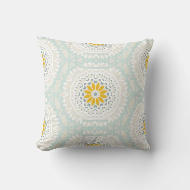 Coussin Motif en carreaux tribaux pastel (Recto)