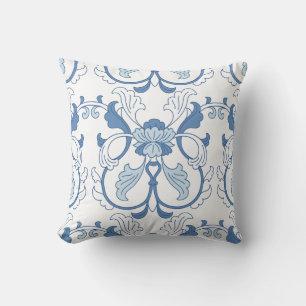 Coussin Motif en céramique chinois bleu et blanc