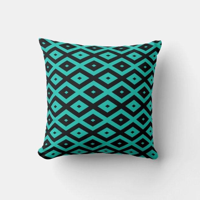 Coussin Motif en diamant noir et turquoise (Recto)