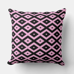 Coussin Motif en diamant rose pâle et noir