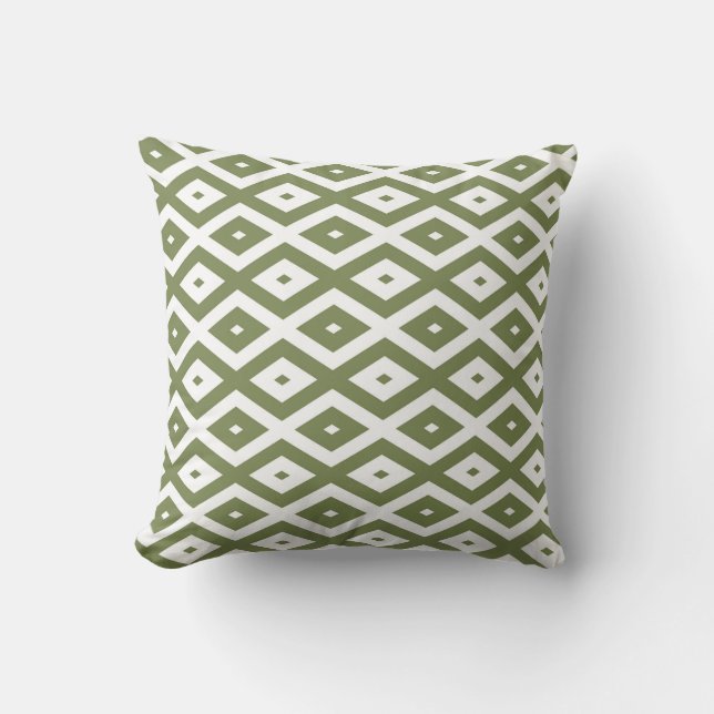 Coussin Motif en diamant vert et blanc (Recto)