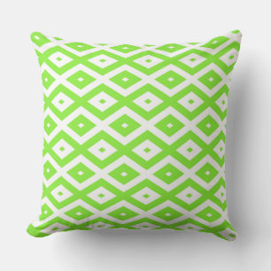 Coussin Motif en diamant vert et blanc
