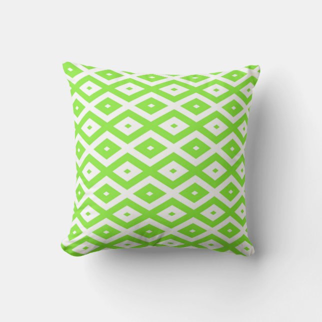 Coussin Motif en diamant vert et blanc (Recto)