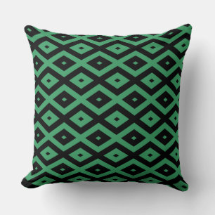 Coussin Motif en diamant vert et noir
