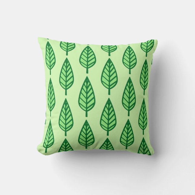 Coussin Motif en feuille de hêtre - nuances vertes (Recto)