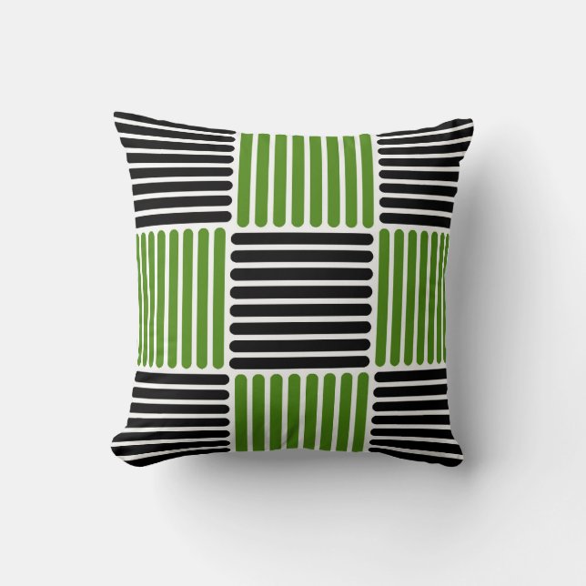 Coussin Motif en Gris vert et noir (Recto)