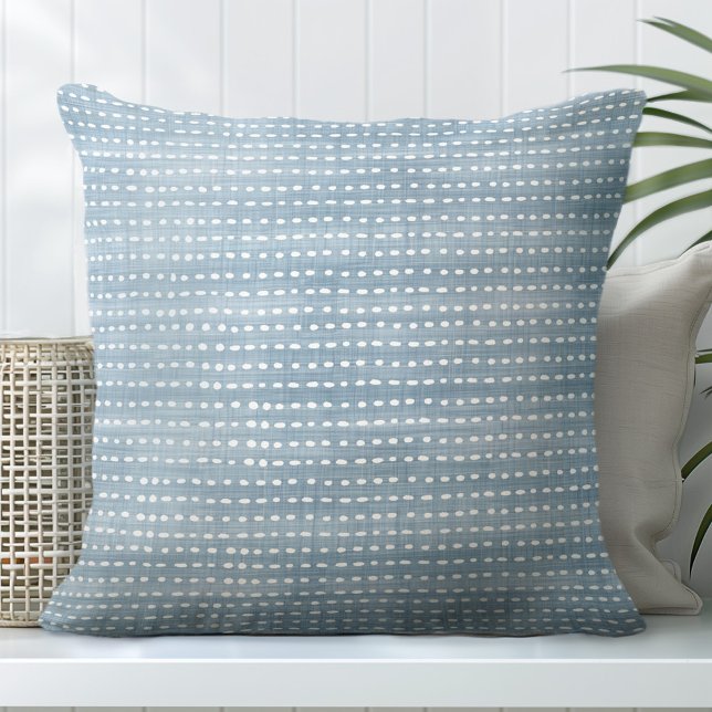 Coussin Motif en ligne pointillée de la côte bleu clair (Créateur téléchargé)