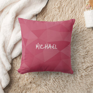 Coussin Motif en maille géométrique rose clair Nom personn