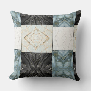 Coussin Motif en marbre noir et blanc d'or