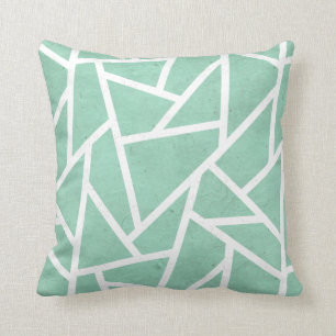 Coussin Motif en mosaïque verte et blanche