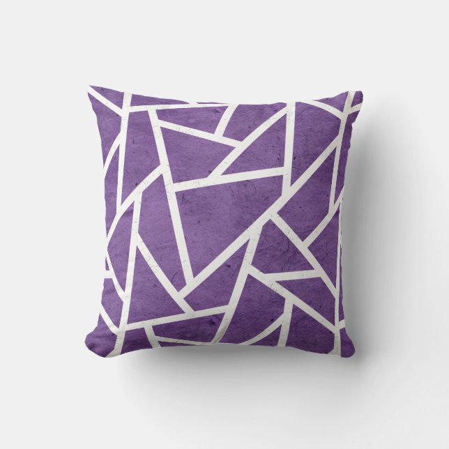 Coussin Motif en mosaïque violette et blanche (Recto)