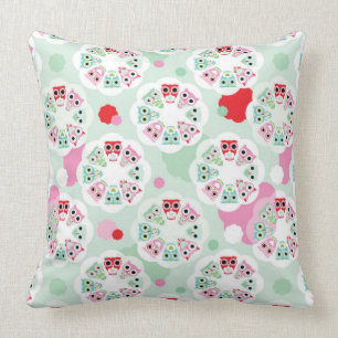 Coussin motif en pastel d'arrière - plan de hibou de fleur