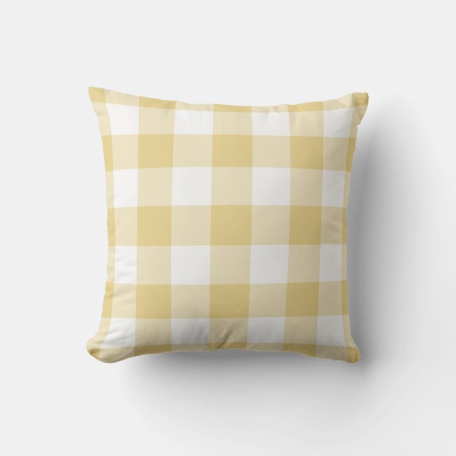Coussin Motif En vichy jaune et blanc À damiers (Recto)