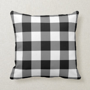 Coussin Motif En vichy noir et blanc