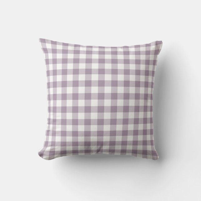 Coussin Motif En vichy violet et blanc (Recto)