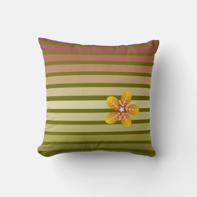 Coussin Motif et fleur en automne rayés (Recto)