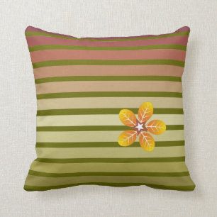 Coussin Motif et fleur en automne rayés