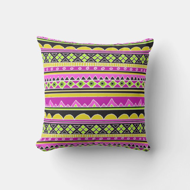 Coussin Motif ethnique de roses indien (Recto)