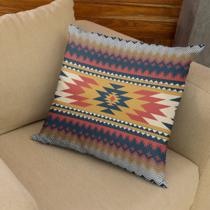 Coussin Motif ethnique géométrique style autochtone améric
