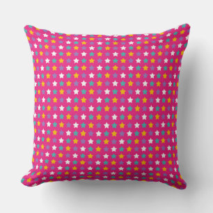 Coussin Motif étoile : blanche, orange et sarcelle